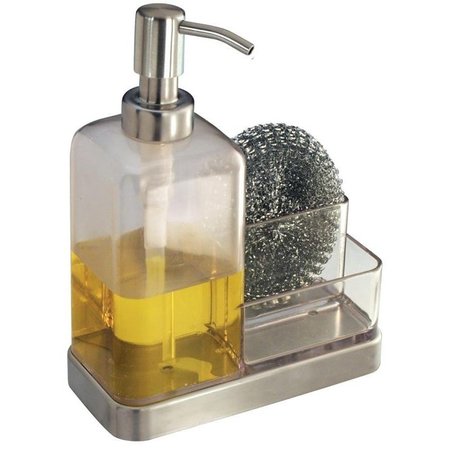 IDESIGN Soap and Sponge Caddy, Stainless Steel, Clear 67080